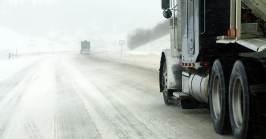 driving truck in snow