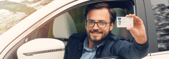 Driver showing license