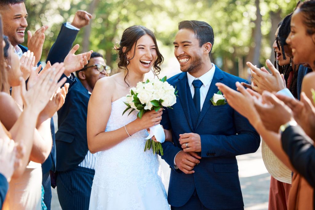 Photograph of a couple getting married.