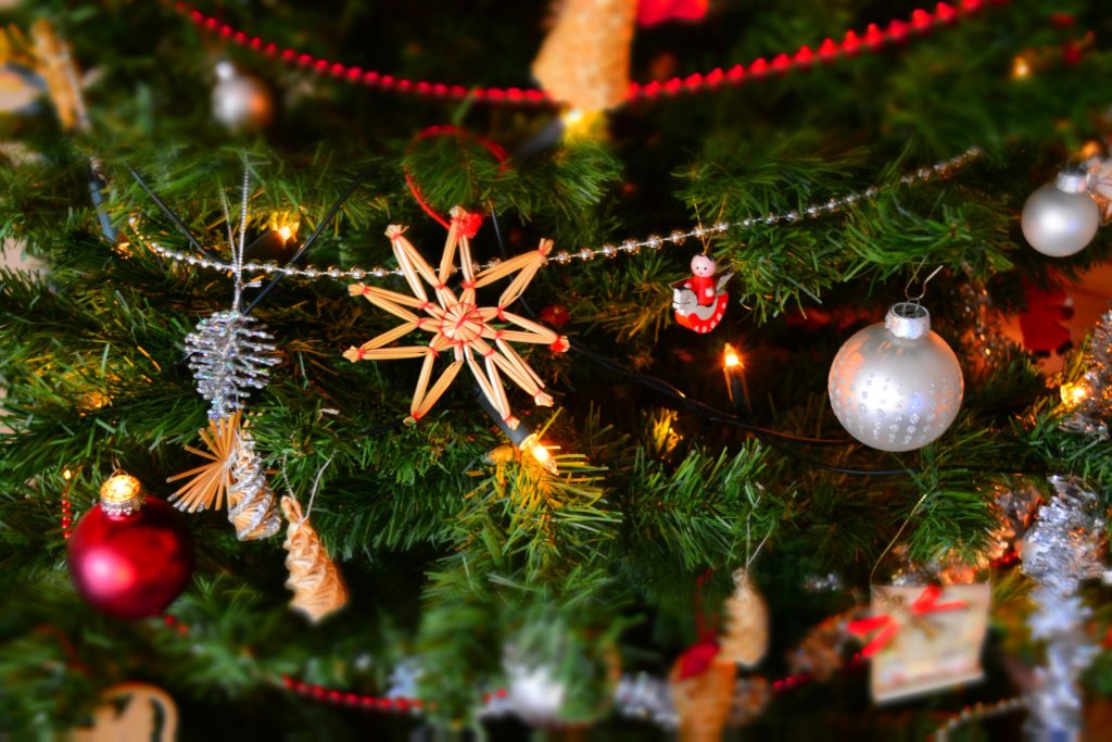 christmas ornaments on tree