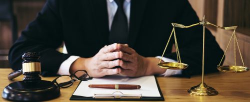 lawyer sitting at desk